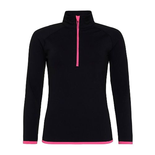 Awdis Just Cool Women's Cool ½ Zip Sweatshirt Jet Black/Electric Pink